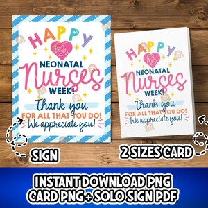 Neonatal Nurse Week Card, Neonatal Week Gift, Thank you Nicu Nurse Week Gift, Printable Neonatal Nurse Gift for NICU Nurse Appreciation Sign