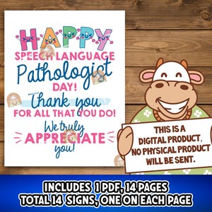 SLP Day Signs Printable, SLP Appreciation Speech Language Pathologist ...