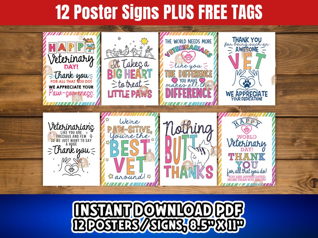 Veterinary Day Signs Printable Veterinary Appreciation Posters Veterinary Day Signs Printable Veterinary Appreciation Posters