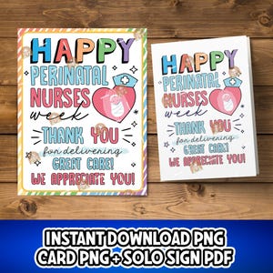 Perinatal Nurses Week Card Printable, Thank you Perinatal Nurse Appreciation Gift, Perinatal Nurse Week Sign, Labor Delivery RN Gift