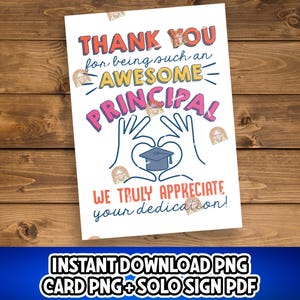 Principal Gift, American Education Week Gift, Thank you Principal Card Printable, Principal Appreciation Gift, Awesome Principal Sign, AEW