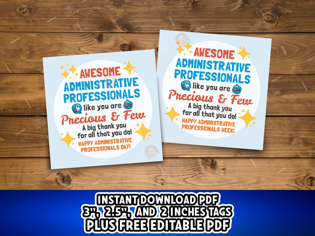 Administrative Professionals Day Gift Tag, Printable Administrative ...