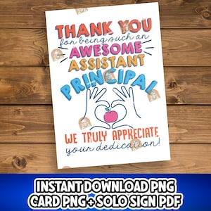 Assistant Principal Gift, School Assistant Principal Sign Printable, Thank you Assistant Principal Card from school kid, Education Week