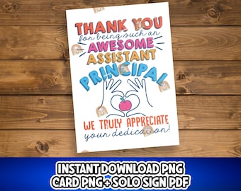 Assistant Principal Gift, School Assistant Principal Sign Printable, Thank you Assistant Principal Card from school kid, Education Week
