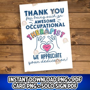 Afdrukbaar ergotherapeutcadeau, OT-kaart, ergotherapiemaandbord, bedankt OT-waarderingsteken, OT-maandcadeau voor Ot-cadeau