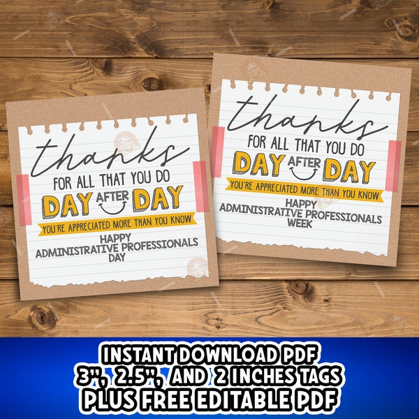 Administrative Professionals day tag, Administrative Professionals day gift tag printable, Administrative day gift tag, School Admin Day Tag