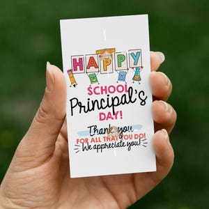 Printable Principal Appreciation Day Gift Tag, School Principal Gift Tag, National Principal's Day Tag, Principal Thank You Principal Tag