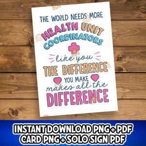 Health Unit Coordinator Week Card, Printable HUC Week Sign, HUC Recognition Gift, HUC Day Gift, Thank you Huc Gift for Huc Appreciation Gift