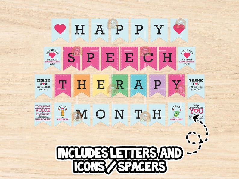 Speech Therapy Month Banner Printable, Speech Therapists Banner, Thank ...