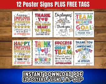 Employee Appreciation Week Posters Printable, Employee Gift, Employee Appreciation Day Decor, Employee Thank you Sign, Gift for Employee
