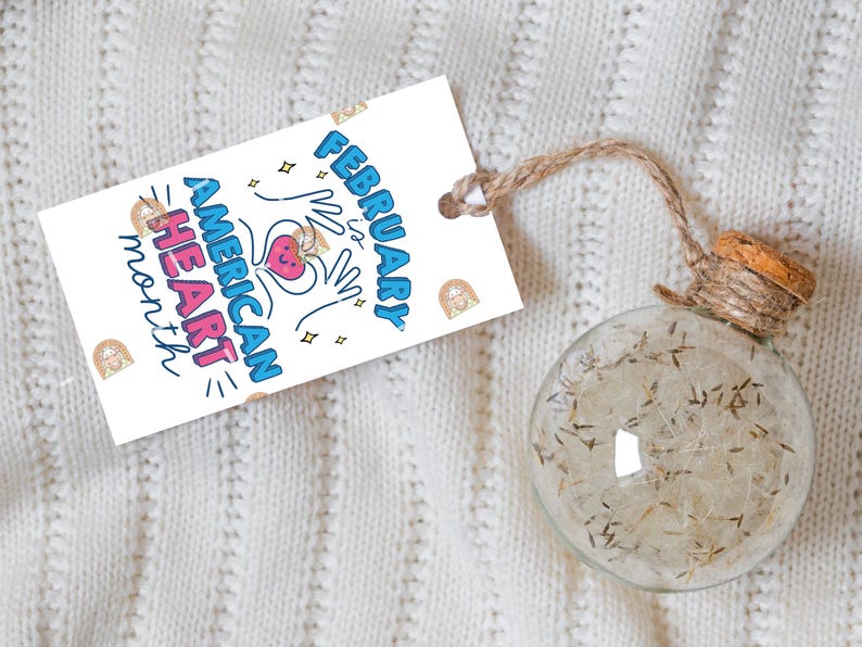 American Heart Month Gift Tag Printable, February is American Heart ...