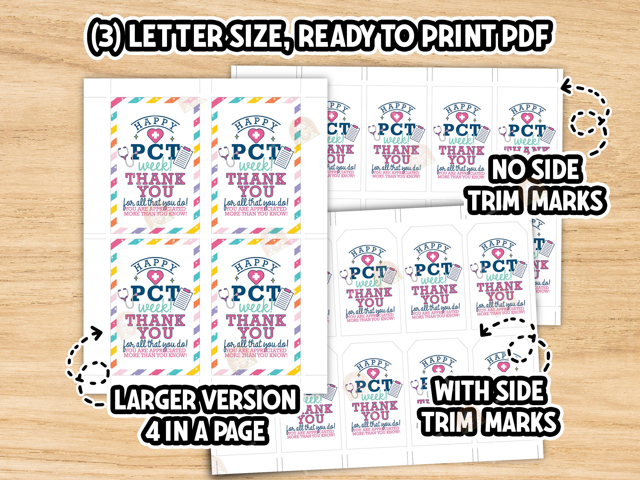 PCT Week Gift Tag, Printable Patient Care Technician Week Tag, Patient ...