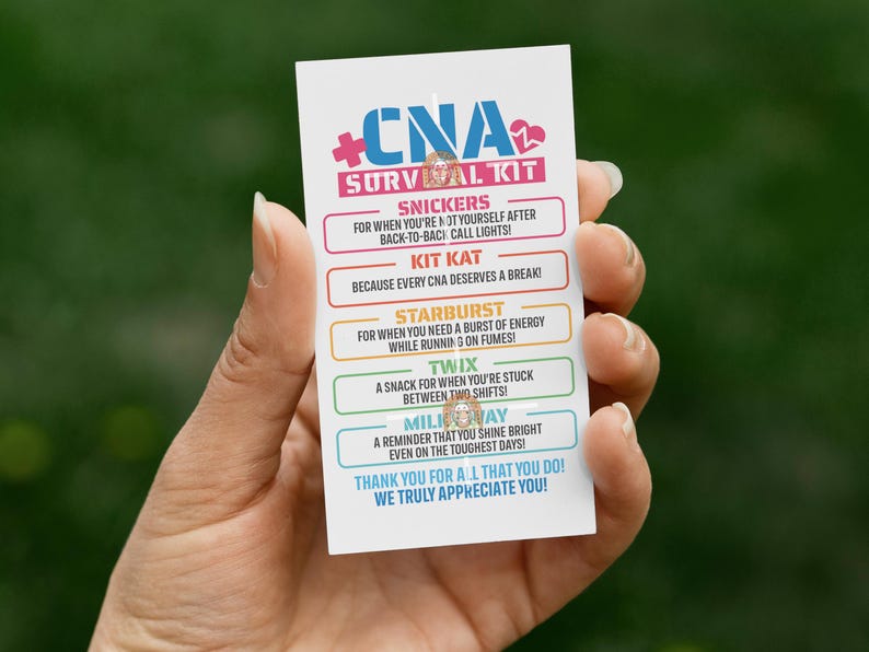 Kit With Message CNA Survival Kit Tag, Thank You CNA Appreciation Nursing Assistant ...
