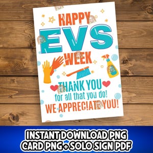 EVS Week Card Printable, National Healthcare Environmental Services Week Gift, EVS Week Gift, EVS appreciation Sign, Thank you Evs Team Gift