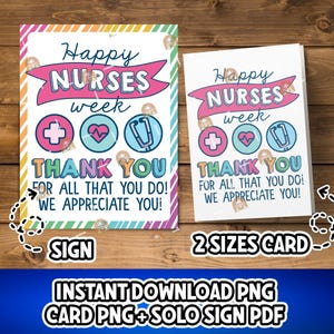 Nurses Week Card, Printable Nurse Card for Nurse Appreciation Gift, Nurse Thank You Sign, Happy Nurses Week Gift for Nurses, Nurse Gift
