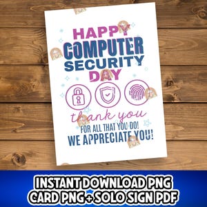 Computer Security Day Sign Printable, Cybersecurity Analysts Gift, Information Security Thank You Gift, Computer Security Day Card, IT Pros