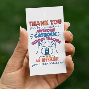 Afdrukbaar cadeaulabel katholieke school leraar, katholieke scholen weektags, katholieke scholen week cadeautag, bedankt katholiek onderwijstag