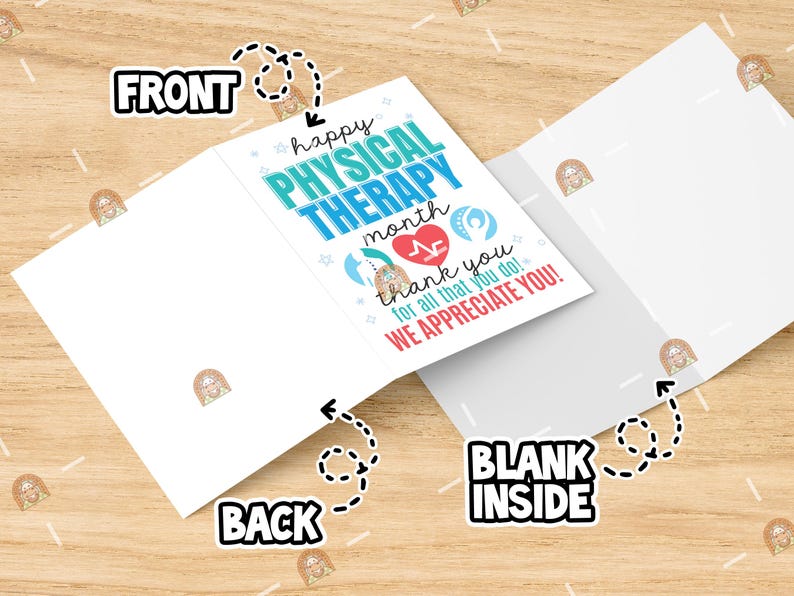 National Physical Therapy Month Card Printable, Physical Therapists Gifts, Rehab Techs PT ...
