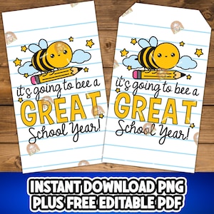 Great School Year Tag, Printable First Day of School Gift Tag, Welcome Back to School Student Gift Tag, 1st Day of School Teacher Gift Tag
