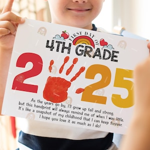 First Day of 4th Grade Handprint Art Printable, Fourth Grade Back to school handprint craft, Grade 4 First Day of School Handprint Activity