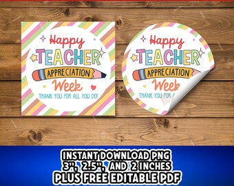 Teacher Appreciation tags, Happy Teacher Appreciation Week thank you Tag, Teacher Appreciation Gift Tags printable, Teacher cookie tags
