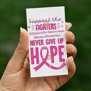 Breast Cancer Awareness Month-tag afdrukbaar, dank je wel Breast Cancer Support cadeaulabel, mammografiedaglabel, roze lint fundraiser cadeaulabel