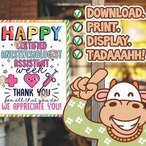 CAA Week Signs Printable, Perianesthesia Nurses Week Decor, Certified ...