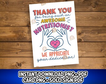 Nutritionist Gift, Nutritionist Card Printable, National Nutrition Month, Registered Dietitian Nutritionist Day, Dietitian appreciation Sign