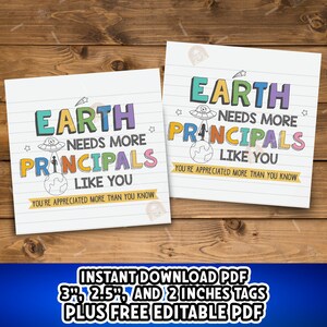 Principal Appreciation Gift Tag Printable, School Principal Tag, National Principal's Day Tag, Principal Thank You Tag, Principal Cookie Tag