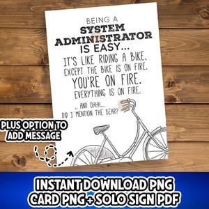 SysAdmin Gift, System Administrator Day card printable, System Admin Day Gift, System Administrator appreciation, SysAdmin thank you Card