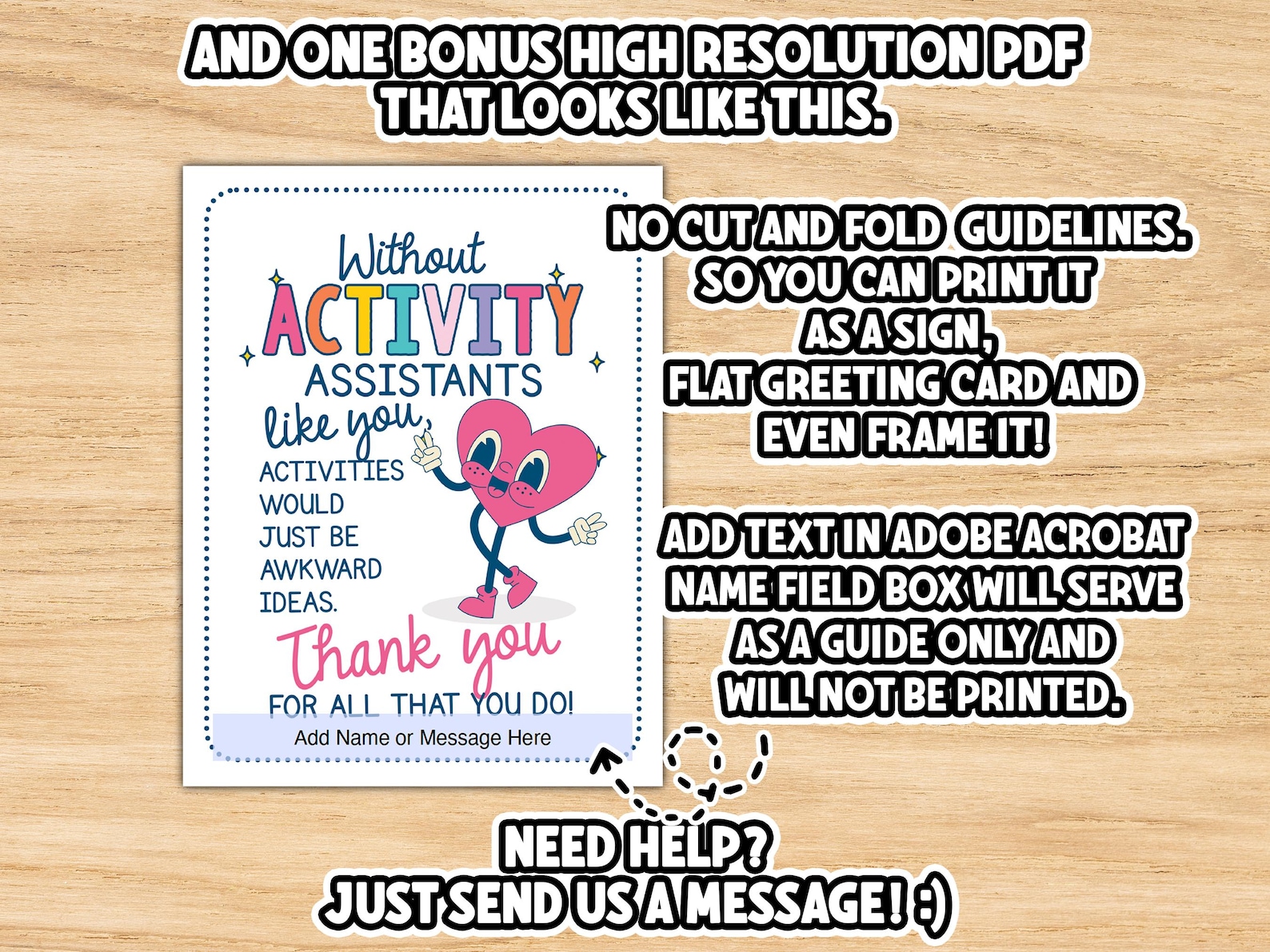 Activity Assistants Gift, Printable Activity Professionals Week , Thank ...