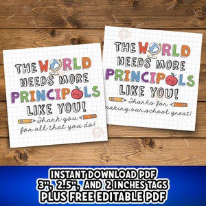 Principal Appreciation Tag, School Principal Gift Tag Printable, National Principal's Day Tag, Principal Thank You Tag, Principal Cookie Tag