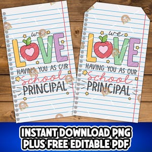School Principal Gift Tag Printable, Principal Appreciation Tag, Principals Day Tag,  Principal Thank You, National Principal's Day Gift Tag