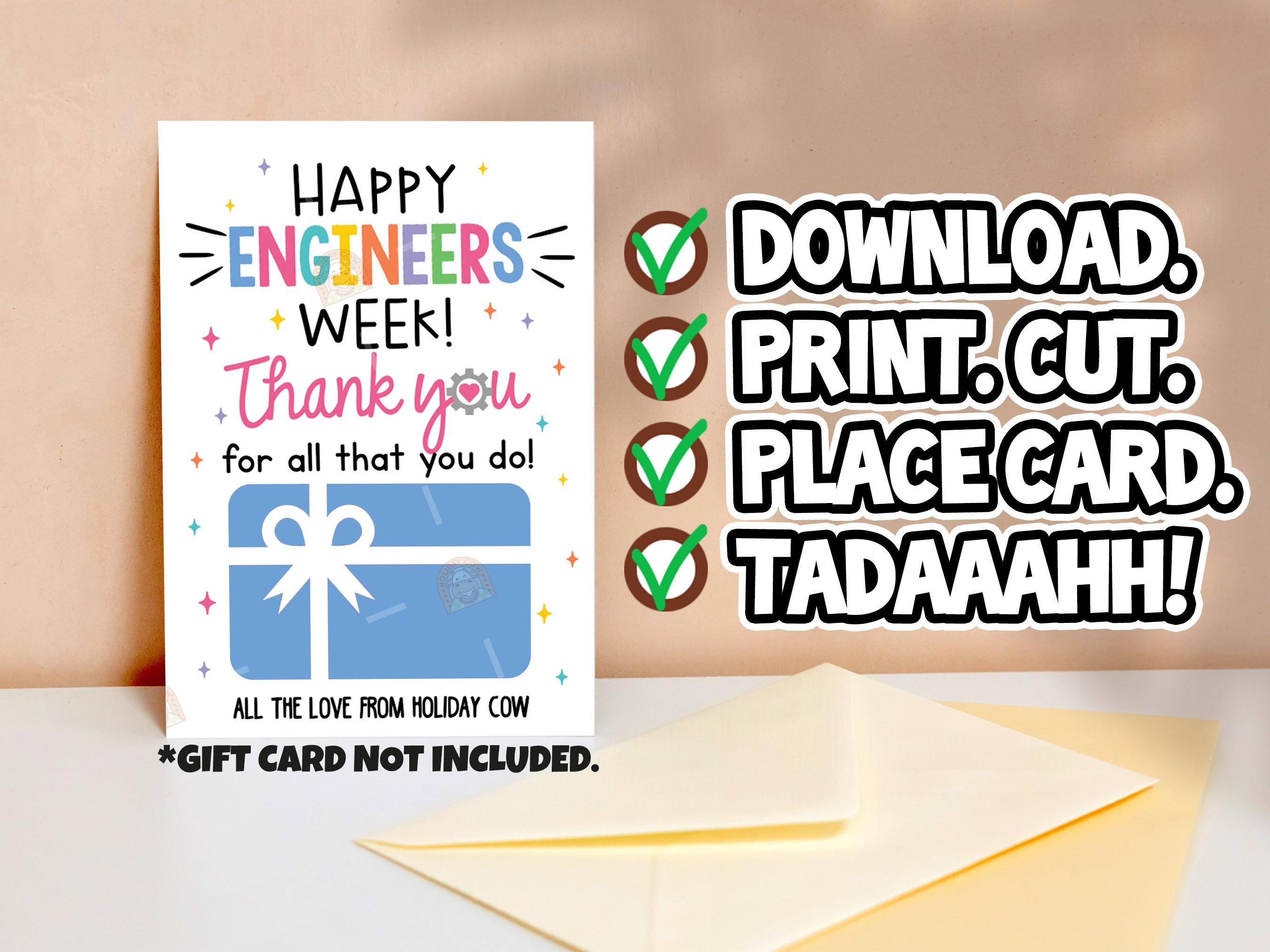 Thanks Engineers Printable Engineers Week Gift Card Holder, Thank You Engineers Week ...