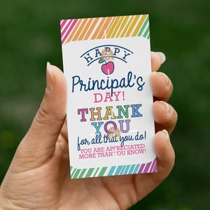 Principal Appreciation Gift Tag Printable, School Principal Gift Tag, National Principal's Day Tag, Thank You Principal's Day Gift Tag
