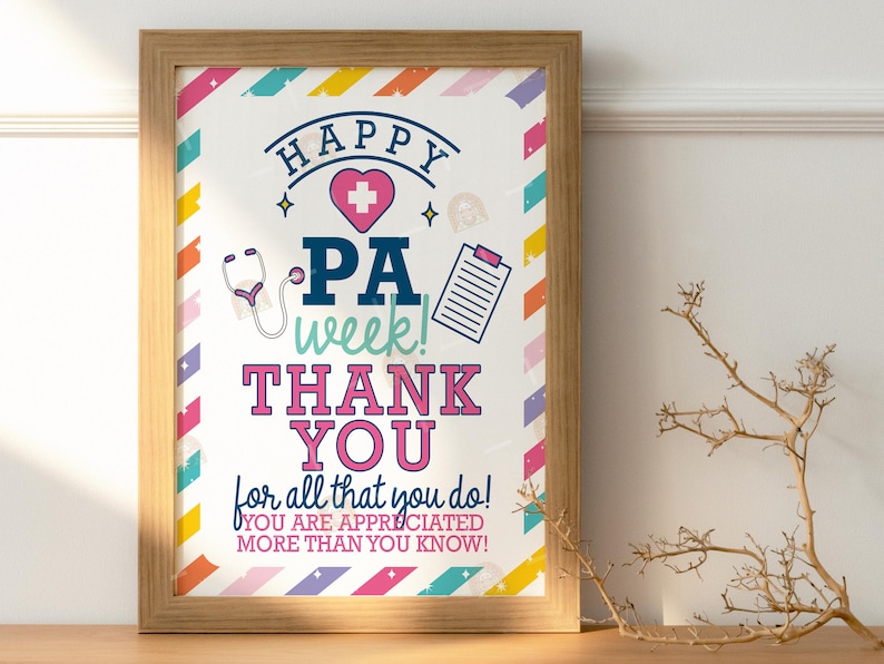 Pa Week Printable Sign PA Week Sign, Printable PA Week Card, Physician Assistant Week Gift ...