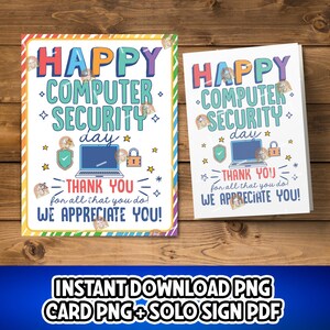 Computer Security Day Card Printable, Cybersecurity Analysts Gift, Information Security Thank You Gift, Computer Security Day Sign, IT Pros