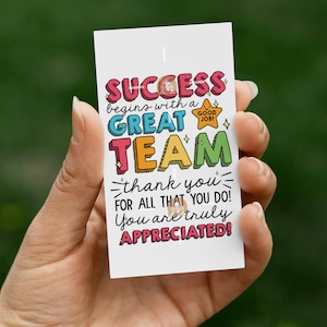 Team Appreciation Gift tag Printable, Team Members Thank you, Team Employee Day, Employee Week Tag for Staff Appreciation, Staff Gift Tag