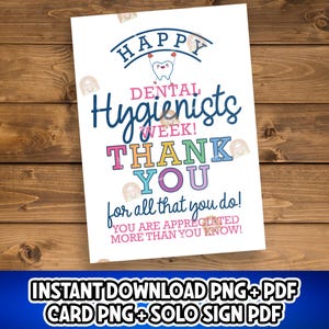 Regalo imprimible para la Semana del Higienista Dental, Tarjeta para la Semana del Higienista Dental, Regalo de agradecimiento para el Higienista Dental, Decoración para la Semana de Agradecimiento al Higienista Dental