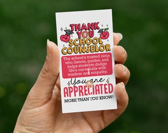 School Counselor Gift tag, National School Counseling Week Tag Printable, Thank you School Counselor Appreciation Tag, Counselor Gift Ideas