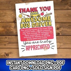 School bus driver gift ideas, School Bus Driver Appreciation Day Card Printable, Thank you Bus Driver Sign, School Bus Driver Day Gift