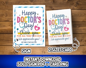 Doctor's Day Sign, Printable Doctors Day Card for Doctors
