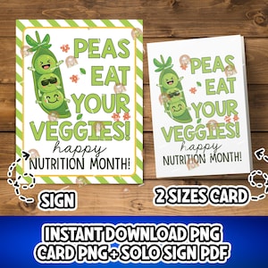 Cadeau à imprimer pour le Mois de la nutrition, décoration scolaire pour le Mois de la nutrition, carte du Mois de la nutrition, affiche de cafétéria du Mois de la nutrition, enseigne du Mois de la nutrition