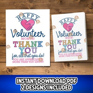 Vrijwilligersmaandkaart afdrukbaar, vrijwilligersweekbord voor vrijwilliger, bedankt vrijwilligerscadeau voor vrijwilliger, decoratie vrijwilligerswaardering