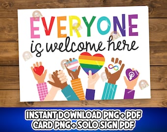 Everyone is Welcome Here Sign, Printable Inclusive Classroom Décor