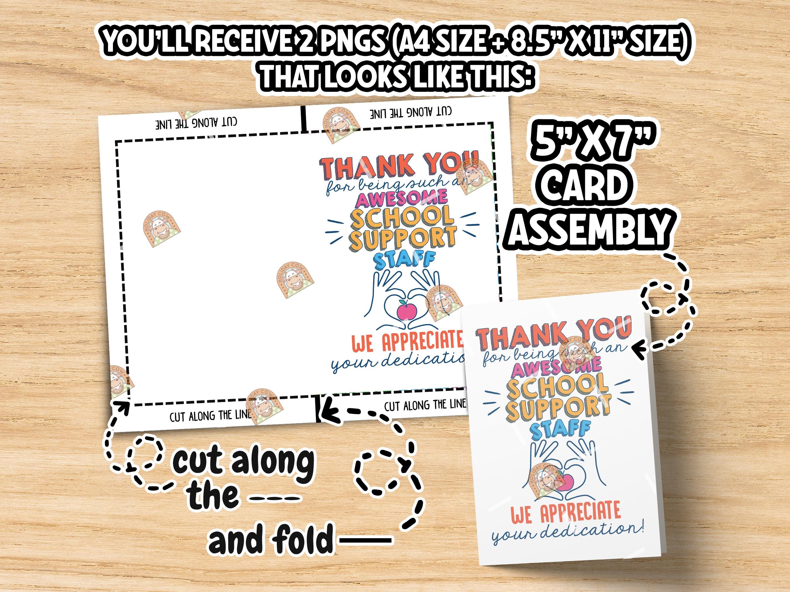 School Support Staff Card Printable, Thank You School Support Staff ...