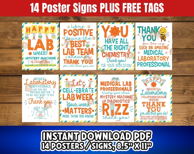 Lab Week Appreciation Printables - Version 2 - Etsy Canada
