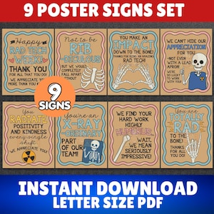 Rad Tech Week Printable Posters Set, Funny Radiology Tech Appreciation Signs Decor