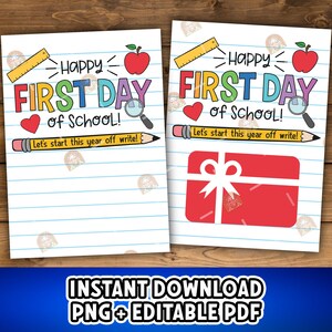 Porta-buoni regalo stampabili per il primo giorno di scuola, regalo di benvenuto per gli insegnanti del primo giorno di scuola, regalo per il personale scolastico, inizia quest'anno scrivendo