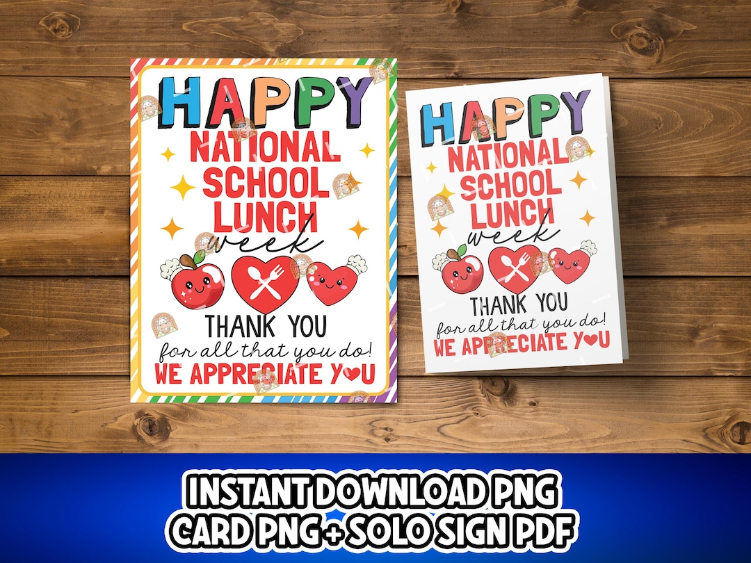 Lunch Box Week. Sign School Lunch Week Card Printable, National School Lunch Week Signs ...